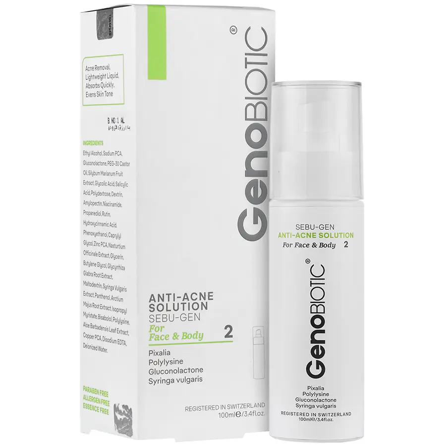 محلول ضد آکنه صورت و بدن 2 ژنوبایوتیک